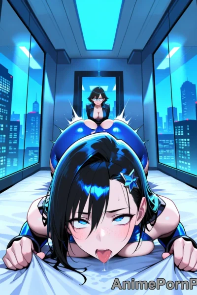 Black-Haired Heroine Ravished in Elevator