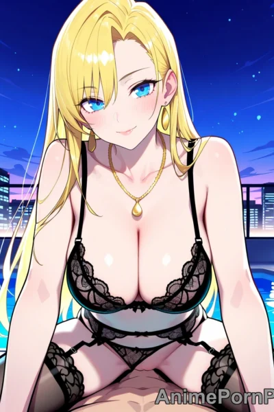 Blonde Anime Beauty in Lace Lingerie