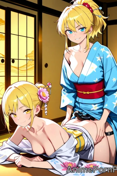 Blonde Ponytail Dominance in Tatami Room