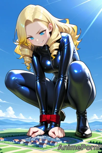 Giantess with Honey-Blonde Curls Dominates