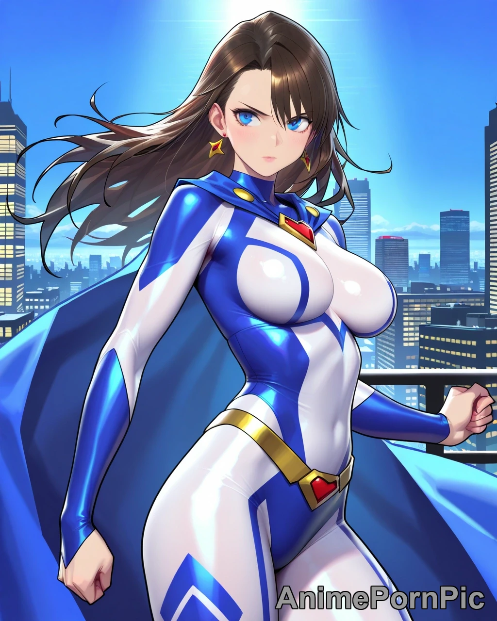 Gorgeous Anime Superheroine in Action