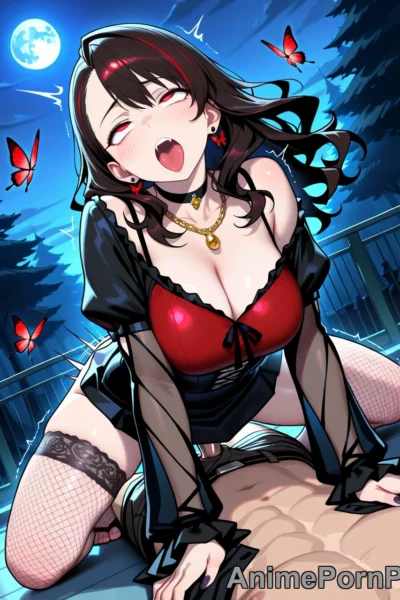 Gothic Vampire Beauty with Long Brown Hair