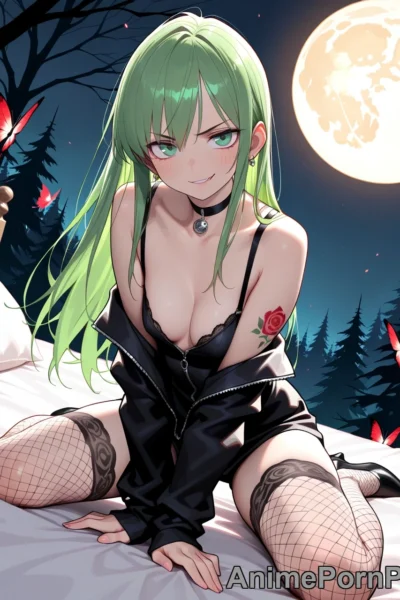 Gothic Vampire Beauty with Mint-Green Hair