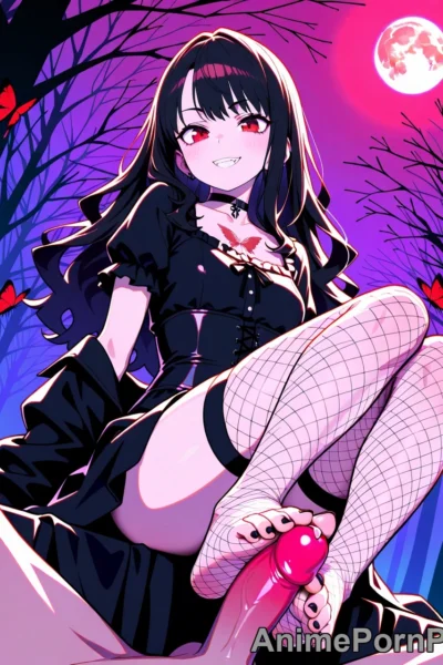 Gothic Vampire Beauty with Red Butterflies