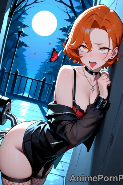 Gothic Vampire with Curly Orange Hair