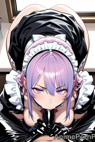 Lavender Hair Maid in 69 on Kitchen Counter
