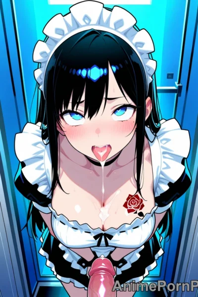 Maid in Elevator with Lifted Outfit