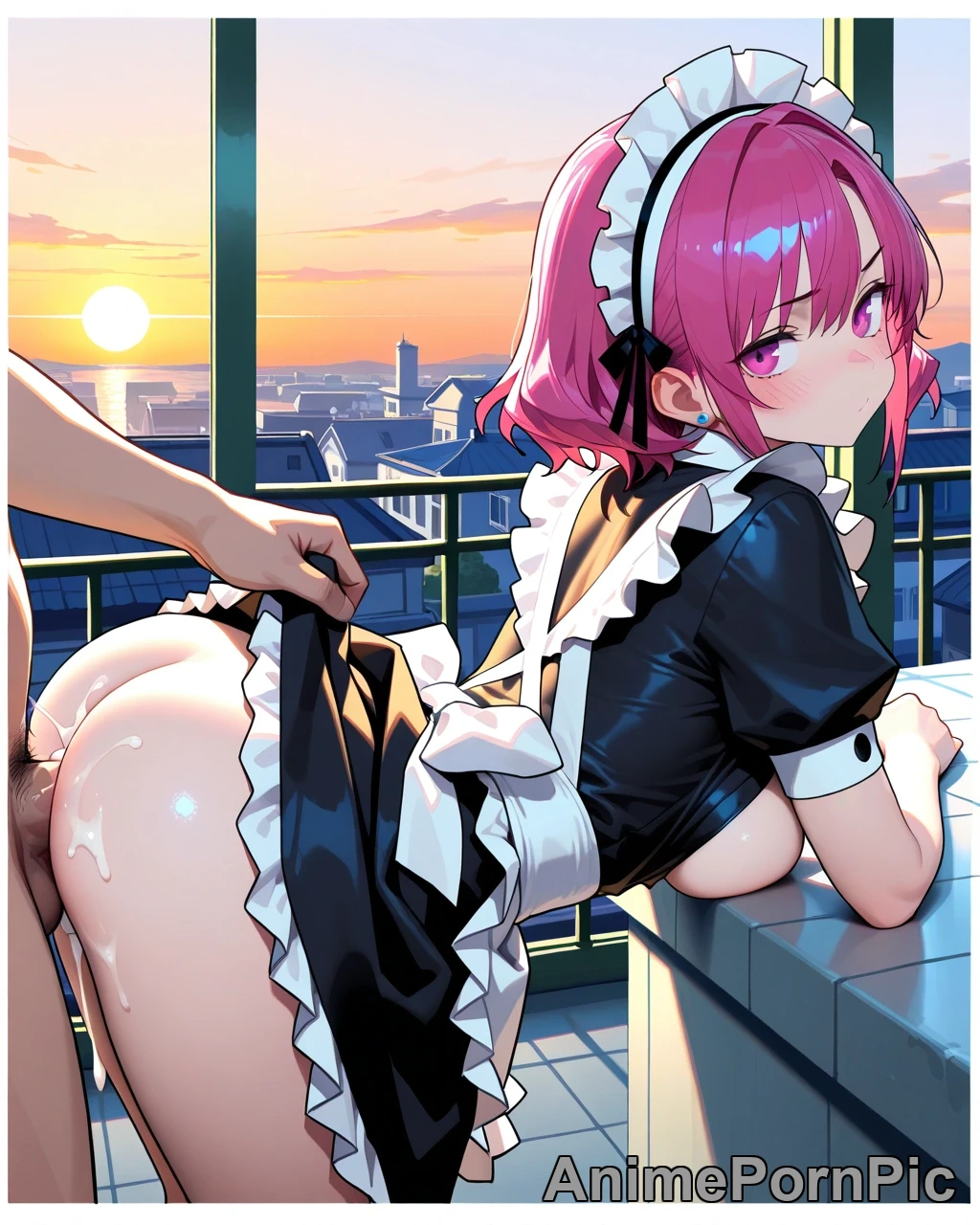 Maid in Magenta: Sunset Rooftop Delight