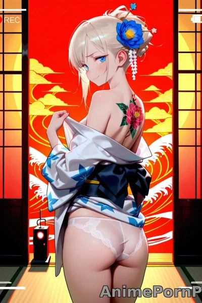 Platinum Blonde Beauty in Kimono