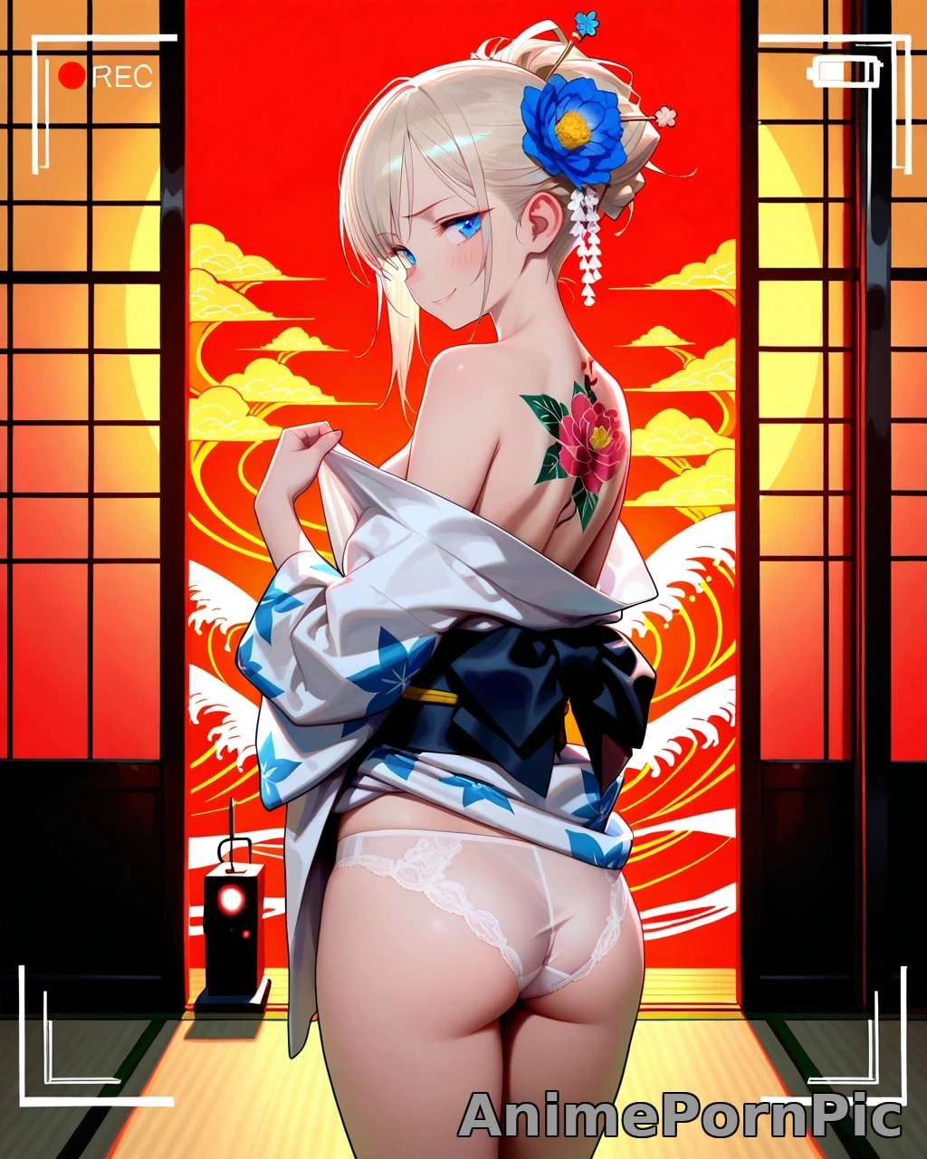 Platinum Blonde Beauty in Kimono