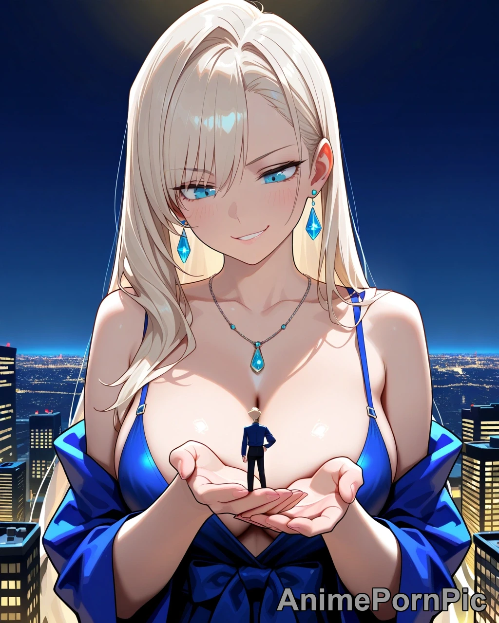 Platinum Blonde Giantess Dominates Cityscape