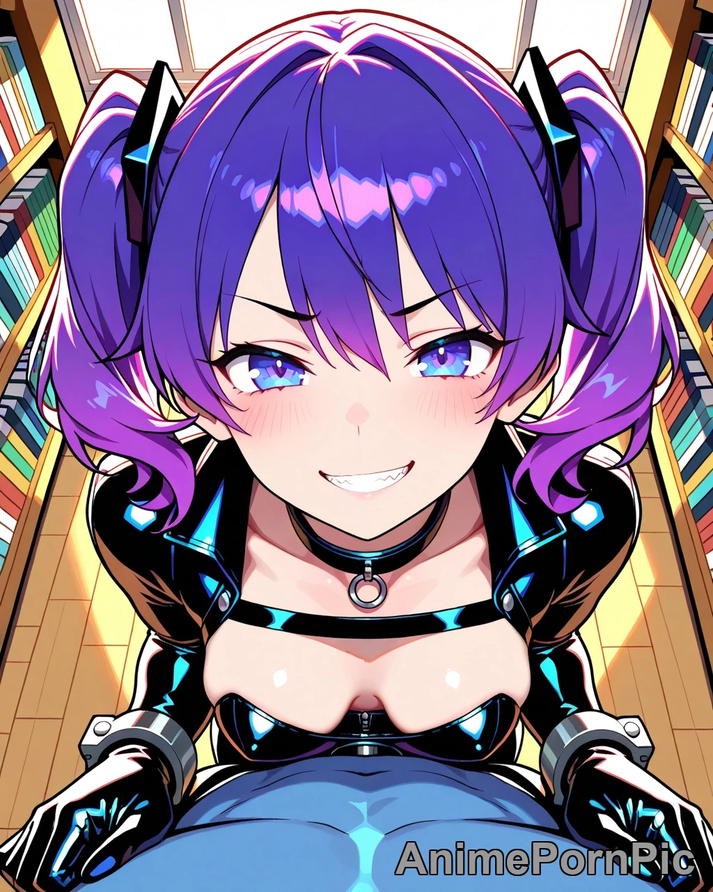 Purple Twin Tails in Library POV