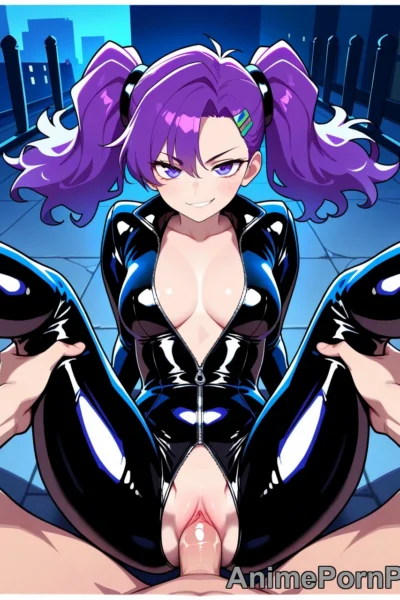 Purple Twin Tails Villainess in Latex