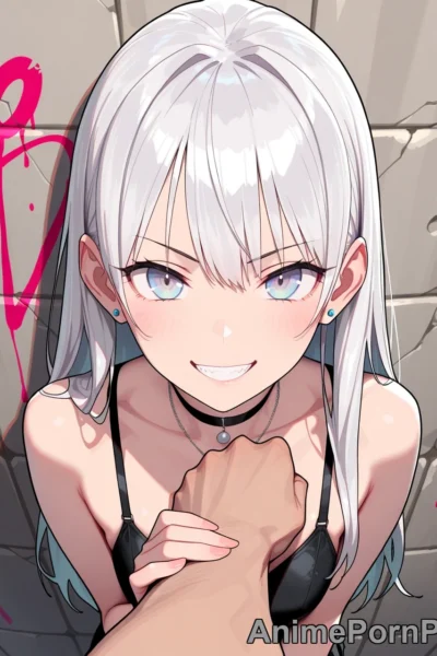 Silver-Haired Beauty in Graffiti Alley