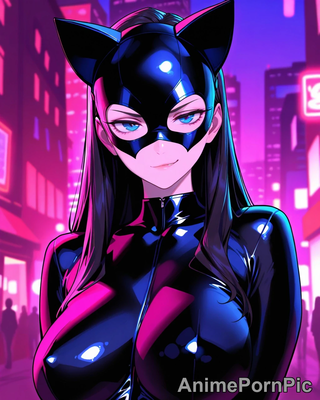 Sleek Villainess in Latex Catsuit