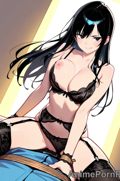 Sultry Anime Beauty in Lace Lingerie