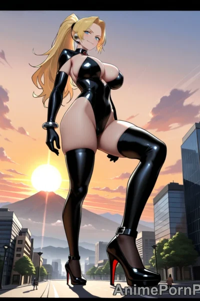 Tiny Man on Giantess’ Blonde Ponytail