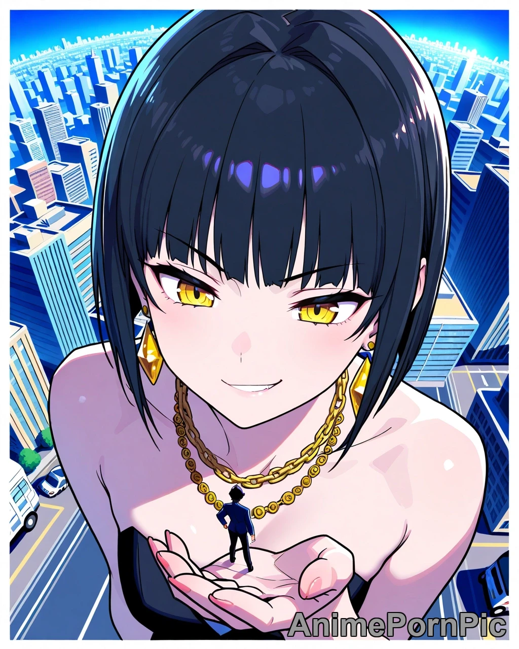 Tiny Man Trapped in Giantess’ Fingers