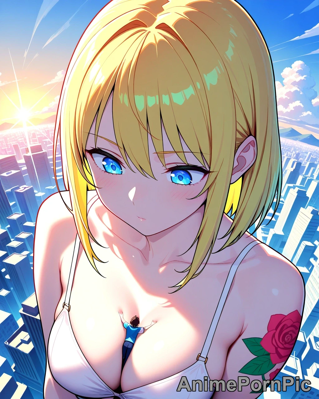 Towering Copper-Haired Giantess Dominates Scene