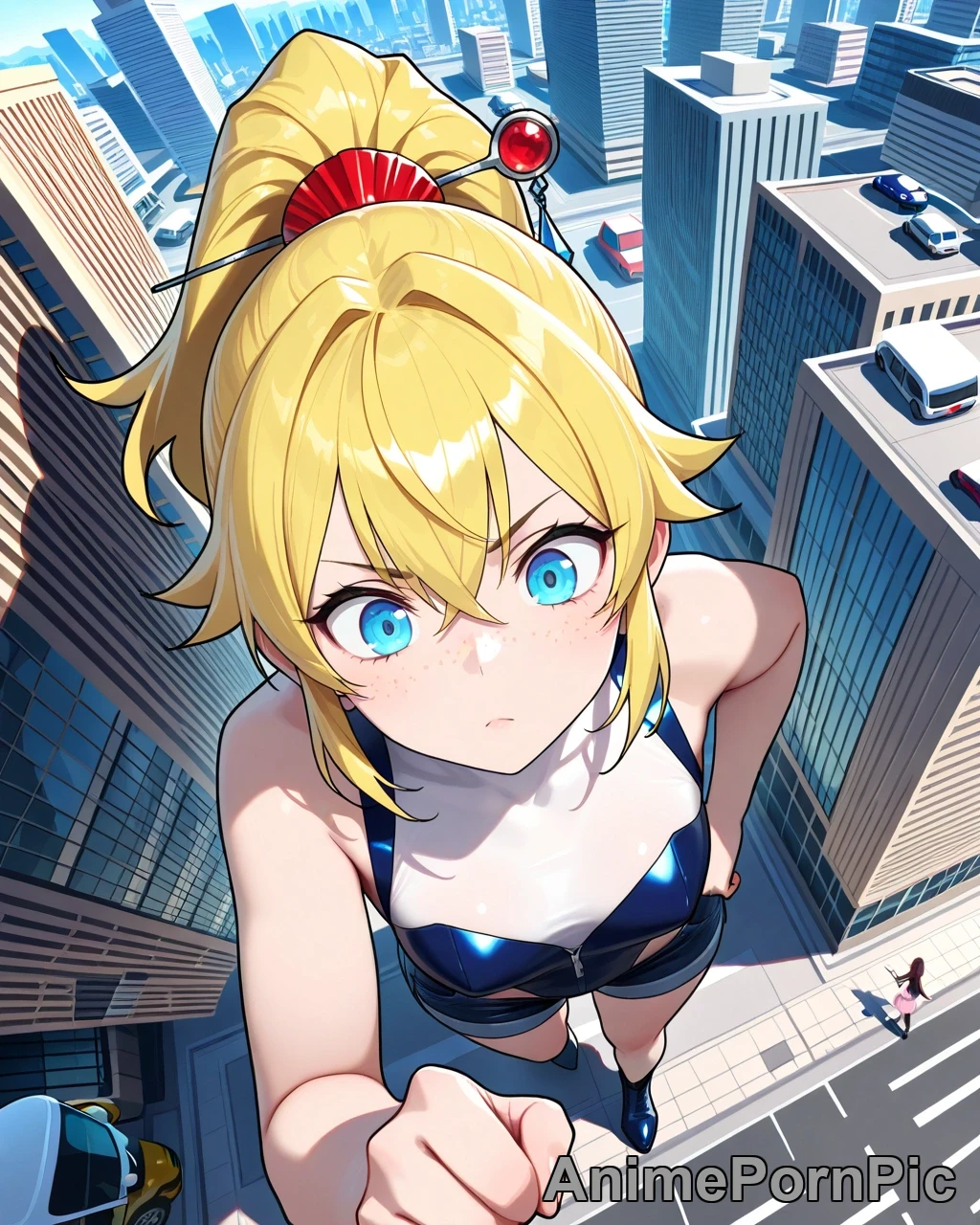 Towering Giantess with High Blonde Ponytail